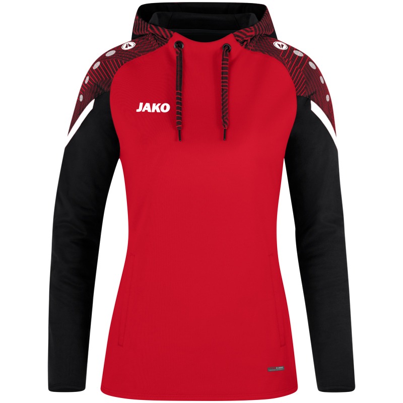 Jako Damen Kapuzensweat Performance rot/schwarz