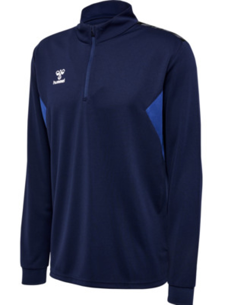 Hummel Hmlauthentic 24 PL Herren Sweatshirt mit kurzem Reißverschluss blau