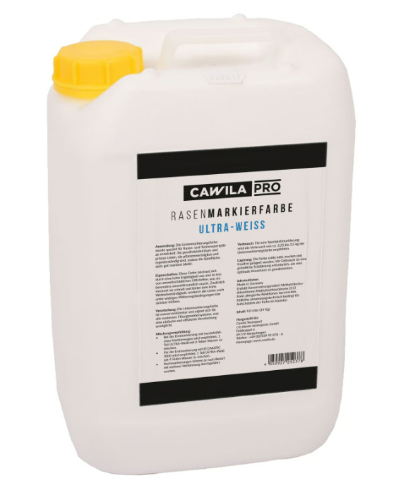 Cawila Ultra-Weiss Rasenmarkierungsfarbe Konzentrat | Sportplatzmarkierfarbe | 10 Kanister