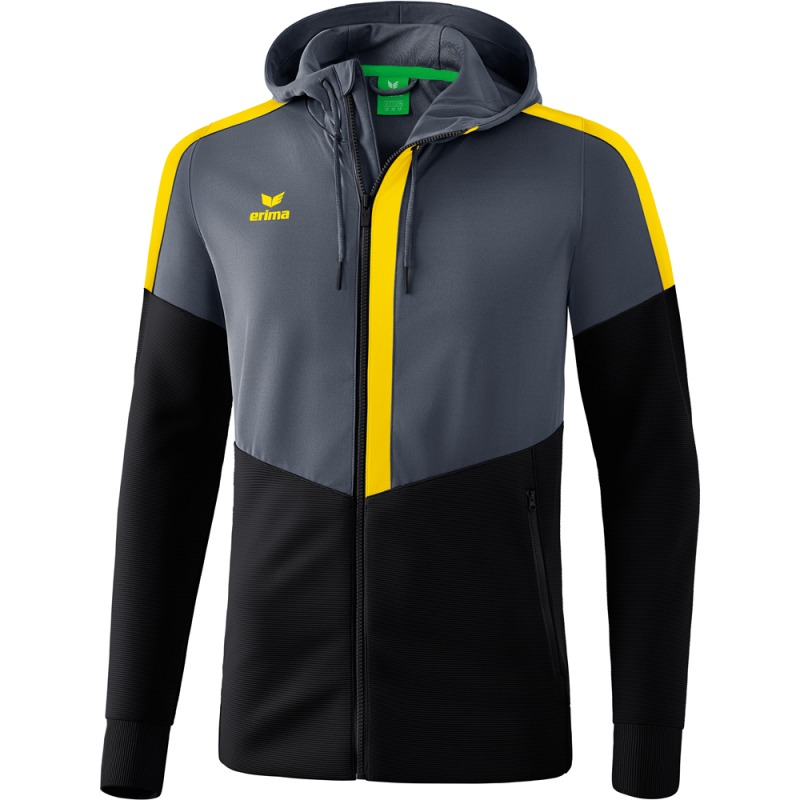 Erima Herren Trainingsjacke mit Kapuze Squad grau-gelb
