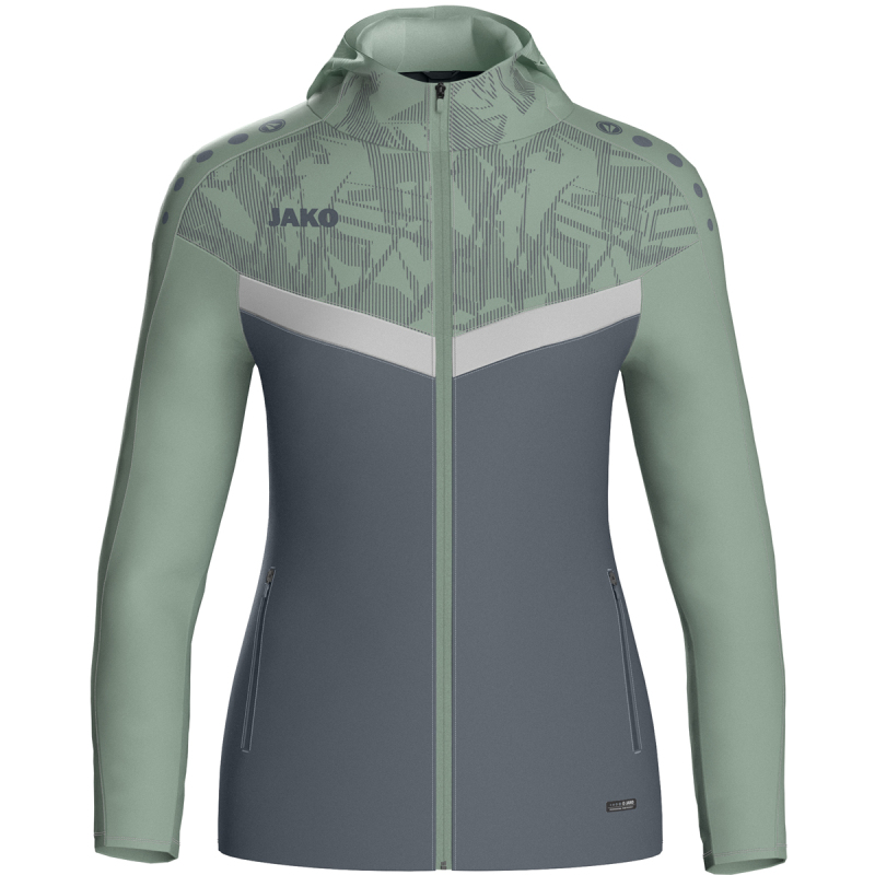 Jako Damen Kapuzenjacke Iconic  anthra light/mintgrün/soft grey