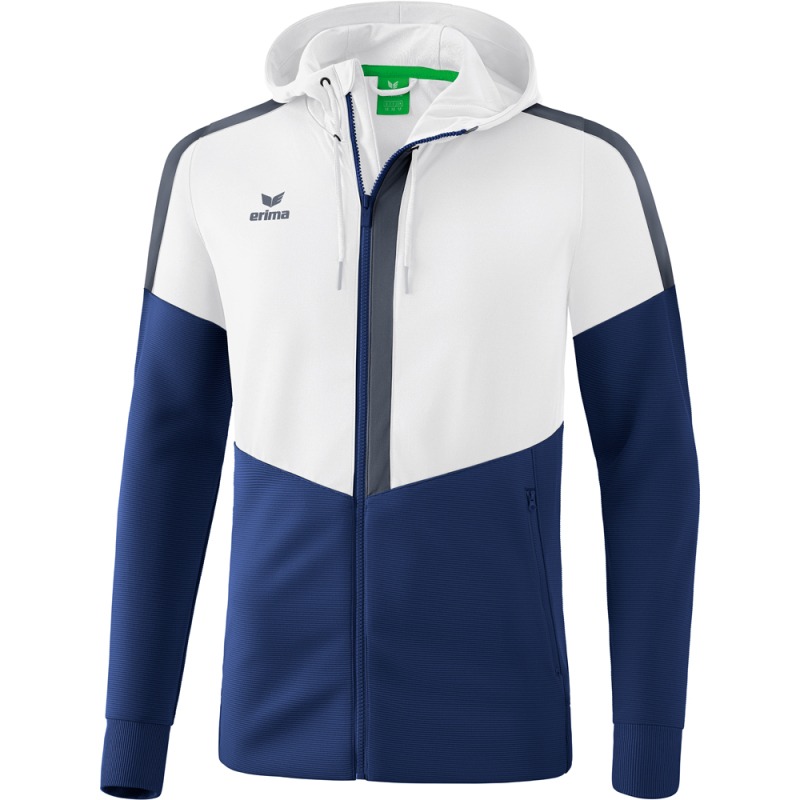 Erima Kinder Trainingsjacke mit Kapuze Squad weiß-blau-grau
